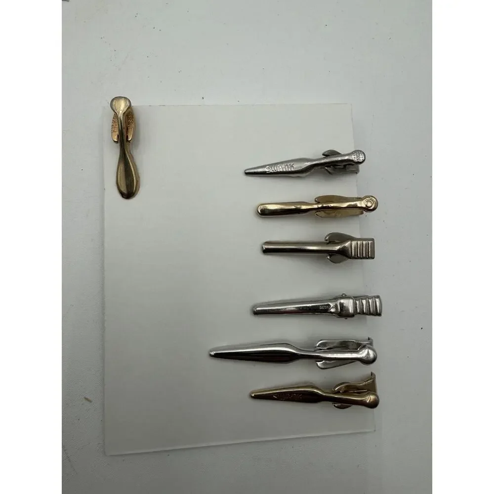 Vintage Lot 60+ Tie Clip/ Tie Pin Signed Anson Hicock Swank Gold Silver Tone